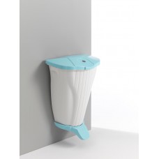 Настенное мусорное ведро Wall-UP , 50л, белое c педалью и голубой крышкой