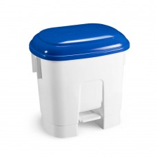 Контейнер мусорный с педалью и разделителем для двух мешков, полипропилен, белый с синей крышкой